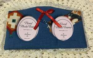 Vintage 1993 Loomco Floral Fabric Double Photo Frame
